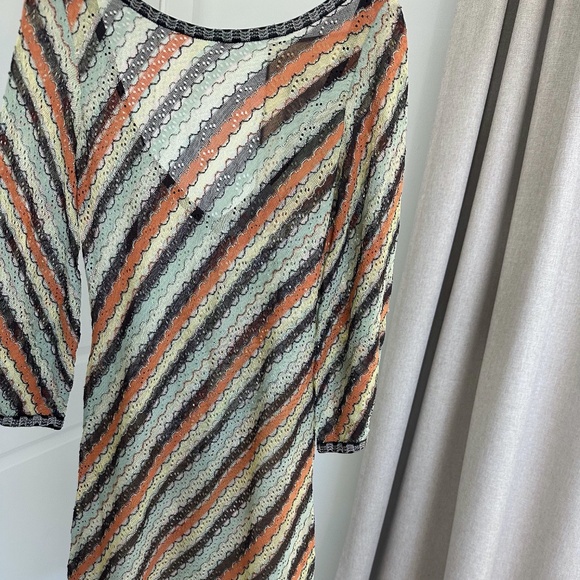 Missoni Open Back Criss Cross Belt Knit Dress, 3/4 sleeves, IT 42, Made in Italy - Picture 2 of 9